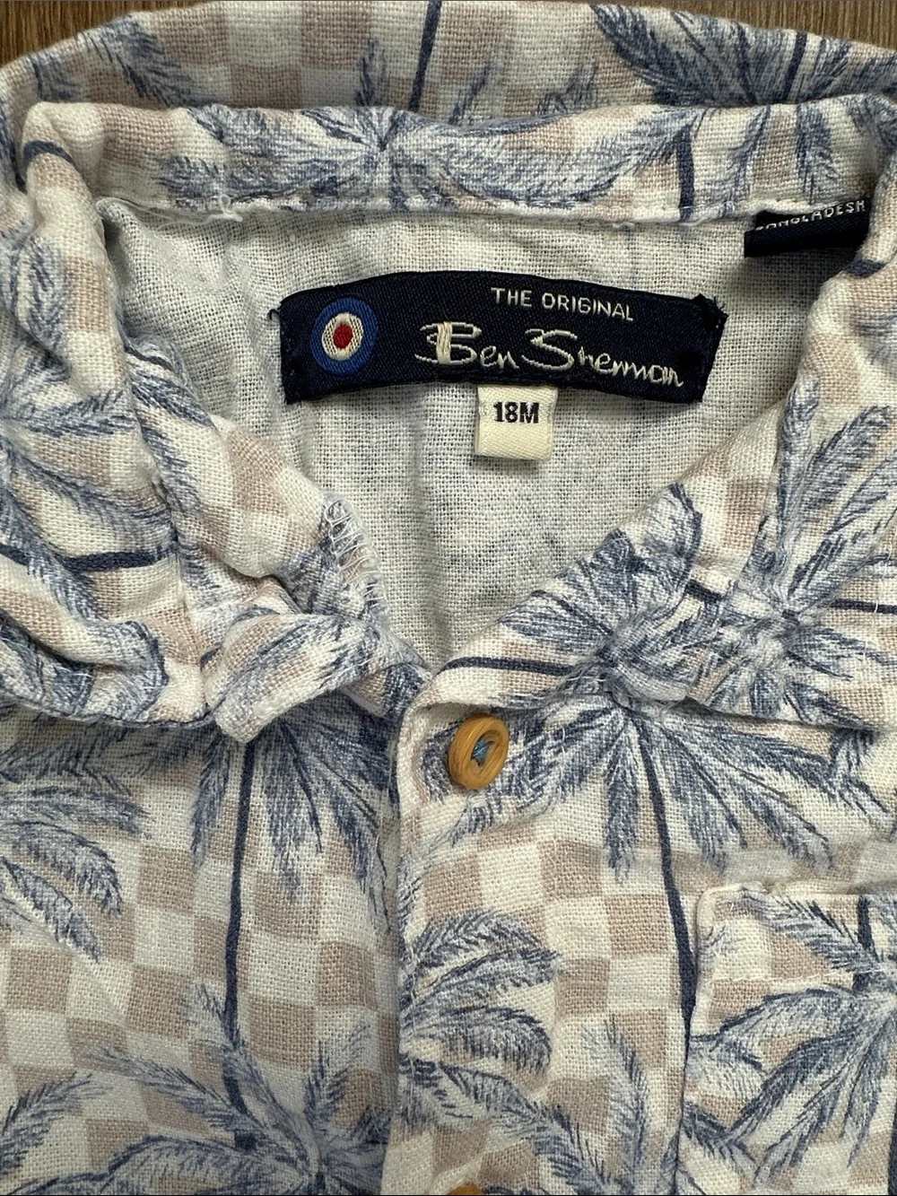 🌴 18M Toddler Blue & Cream Palm-Print Shirt & Shorts Set - Picture 2 of 6